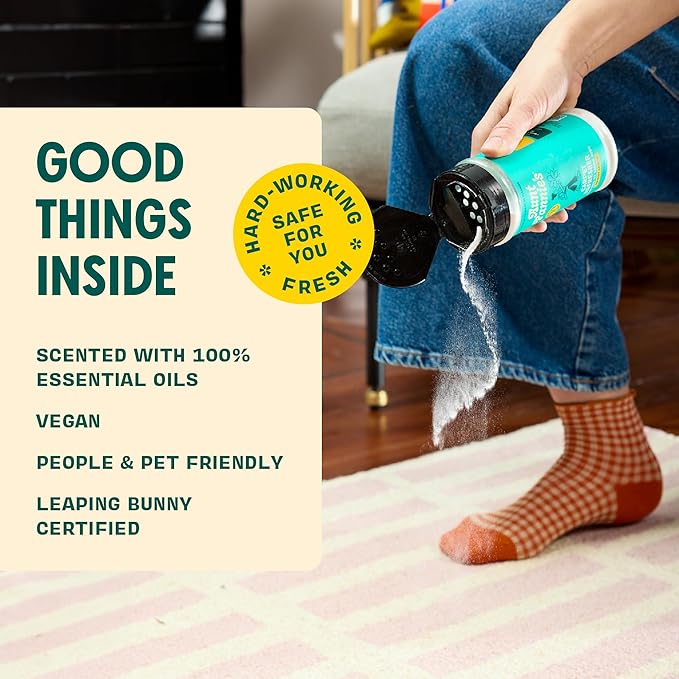 Aunt Fannie's Carpet Refresher & Deodorizer Powder, Multi-Purpose Carpet, Rug, and Upholstery Odor Eliminator for Homes with Cats & Dogs, Bright Lemon Scent, 16 oz Refill, Pack of 3