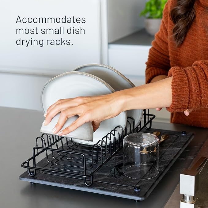 Siren Stone Natural Dish Drying Mat – Eco-Friendly, Rapid-Dry Technology | Modern Design | Non-Toxic | BPA-Free Kitchen Mat by Female-Founded USA Brand | Durable & Sustainable