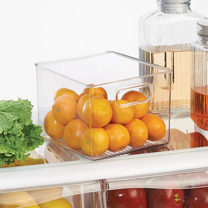 iDesign Pantry Storage Bin with Handles for Kitchen Cabinets or Fridge - Set of 2 - Clear - Made in USA