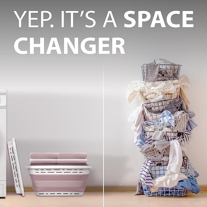 BROOKSTONE, 1 UNIT, 11 GALLONS - [OUR LARGEST BASKET EVER] 24" Collapsible Laundry Basket, Comfort Non-Slip Grip Handles, Minimalist Space Saving Design, Portable Pop-Up Hamper, [BPA FREE]