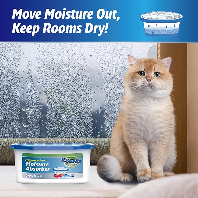 Ksend Moisture Absorbers, 24 Pack, Compact Dehumidifier for Closet, Efficient Humidity Absorber Boxes, Moisture Absorber for Closet, Odor Eliminator with Fragrance Free, Blue, 6.4oz, 300ml