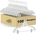 Quality Clear Plastic Skirt Hangers - 100 Pack Crystal Cut for Skirt, Pant, Dress, Suit, Coat Hangers Heavy Duty & Nonslip Design Adjustable Clips, Swivel Hook, 17" inch (100, Crystal Skirt)