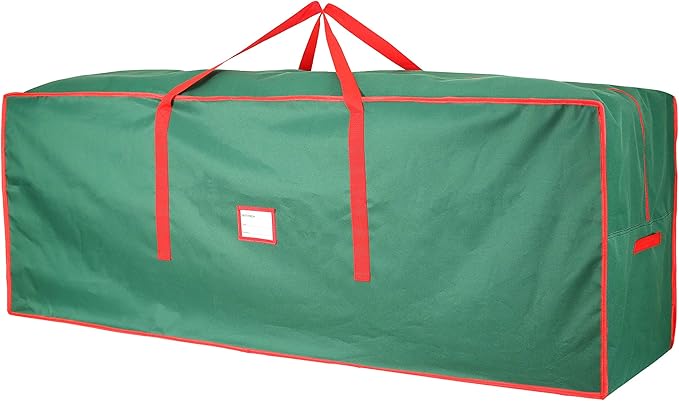 Sattiyrch Christmas Tree Storage Bag,Fits Up to 9 ft Tall Artificial Tree,Heavy Duty 600D Canvas Green Christmas Tree Storage Container with Sleek Dual Zipper and Durable Handles,65" x 23" x 23"