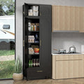 90" Pantry Kitchen Cabinet with Drawer, 75" Pantry Cabinets with 15" Cabinets, Freestanding Kitchen Storage Cabinet for Dining Room, Living Room, Alacena para Cocina, Assembly Required, Black