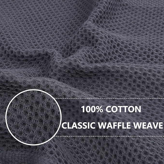 Homaxy 100% Cotton Waffle Weave Kitchen Dish Towels, Ultra Soft Absorbent Quick Drying Cleaning Towel, 13 x 28 Inches, 8-Pack, Multicolor