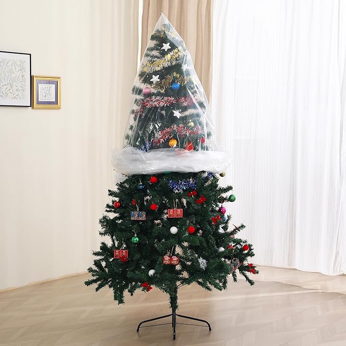 Christmas Tree Disposal Bag, Clear Extra Large 9x6ft Tree Storage Bag Cover, Jumbo Heavy Duty Plastic Xmas Tree Removal Bag for Upright