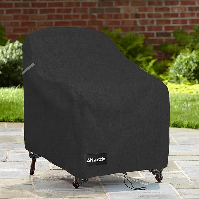 Patio Chair Covers,600D Waterproof Heavy Duty Outdoor Lawn Patio Furniture Covers,Patio Swivel Chair Covers for Outdoor Furniture(35W x 37D x 36H inches) Black