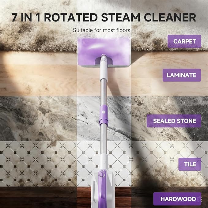 AAOBOSI Steam Mop, 1300W Powerful Detachable Handheld Steamer with 350ml Tank, 11 Multi-purpose Accessories, 23FT Power Cable, Steam Mops for Floor Cleaning, Tiles, Windows, Carpets, Furniture
