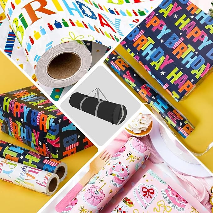OUTTDID Christmas Wrapping Paper Organizer Storage, 41" Gift Wrapping Paper Storage Containers, 600D Oxford Fabric Gift Wrap Paper Holder Fits 18-25 Rolls, with Handles and Zippered, Black