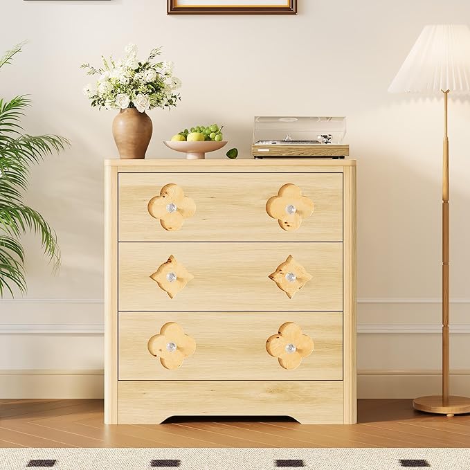 Garvee Dresser for Bedroom, Chest of Dressers 30.4" Tall Dresser for Closet with 3 Decorative Drawer Front Chest with Clothes Storage Cabinet, Drawer Organizer for Bedroom, Living Room, Closet