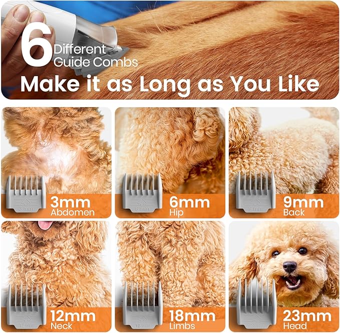 oneisall Dog Grooming Vacuum, Pet Grooming Vacuum with Clipper Nail Grinder, 1.5L Dust Cup Dog deshedding Brush with 7 Tools for Shedding Pet Hair, Home Cleaning(Blue)