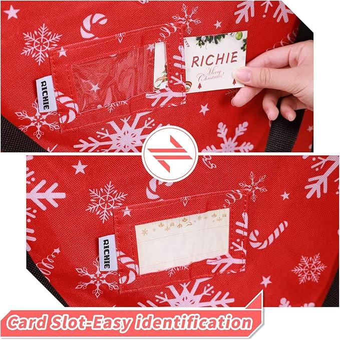 Christmas Tree Storage Bag 9 ft, 600D Oxford Tear-proof Xmas Tree Bag, Fits Up to 9 Foot Artificial Trees, Reinforced Handles & Zippered & Durable, Holiday Decoration Storage Bags, Red