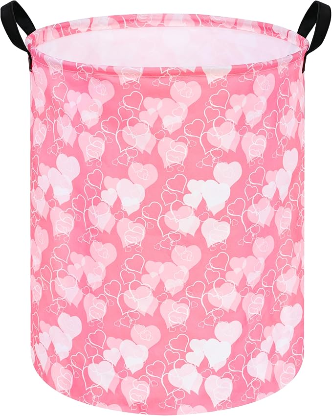 Round Valentine Gift Laundry Hamper Storage Basket Laundry Organizer Hamper Storage Bins Clothes Box Nursery Hamper Gift Basket with Handles
