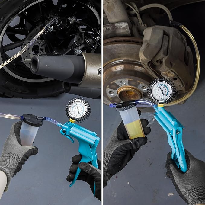 DURATECH 2 in 1 Brake Bleeder Kit, Brake Fluid Bleeder Kit with Handheld Vacuum Pump, for Automotive, Organized in Portable Case