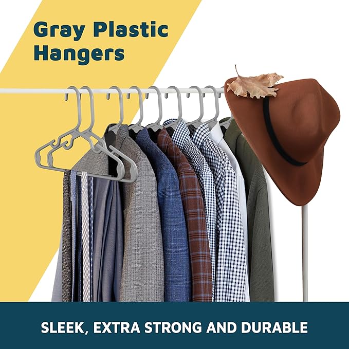 Lifemaster Plastic Kids Clothes Hangers – Children Clothes Hanger with Shoulder Notch, 11.6 Inch Space-Saving Closet Organizer for Baby, Toddler, and Kids Clothing, Hold Up to 5 lbs, Pack of 20, Gray