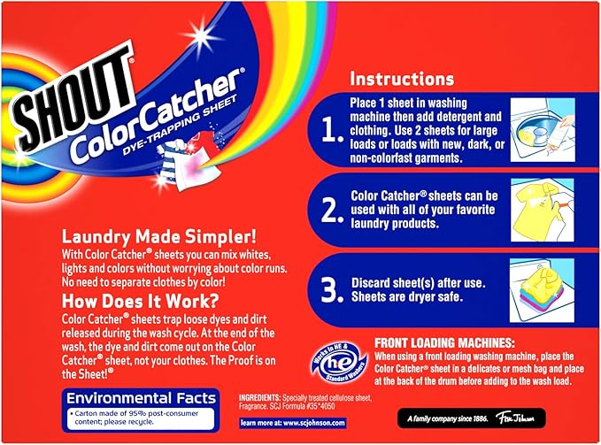 SHOUT Color Catcher, Dye-Trapping Sheets, 24 Sheets (Pack of 2)