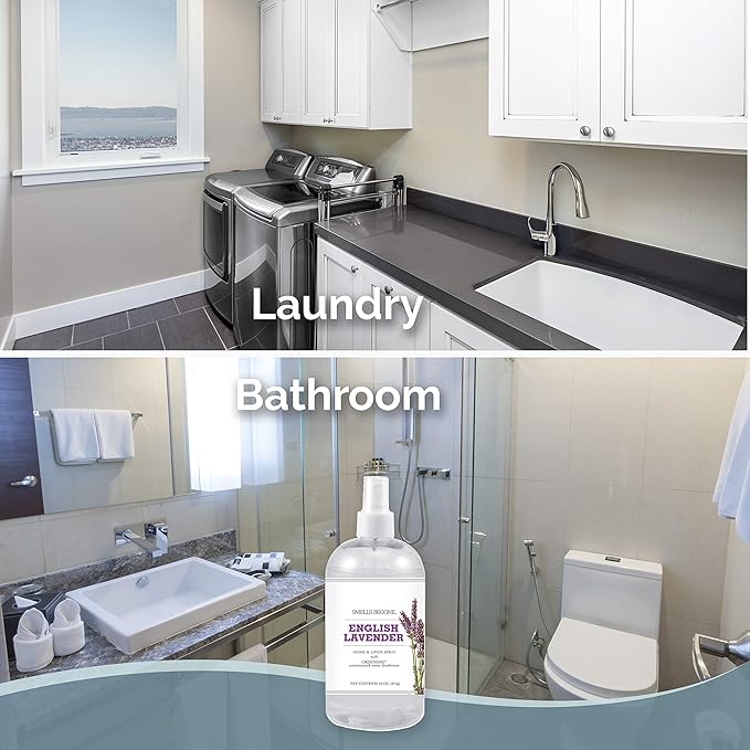 SMELLS BEGONE Air Freshener Home & Linen Spray - 16 oz, Pack of 2 - Odor Eliminator - Made with Essential Oils (Lavender)