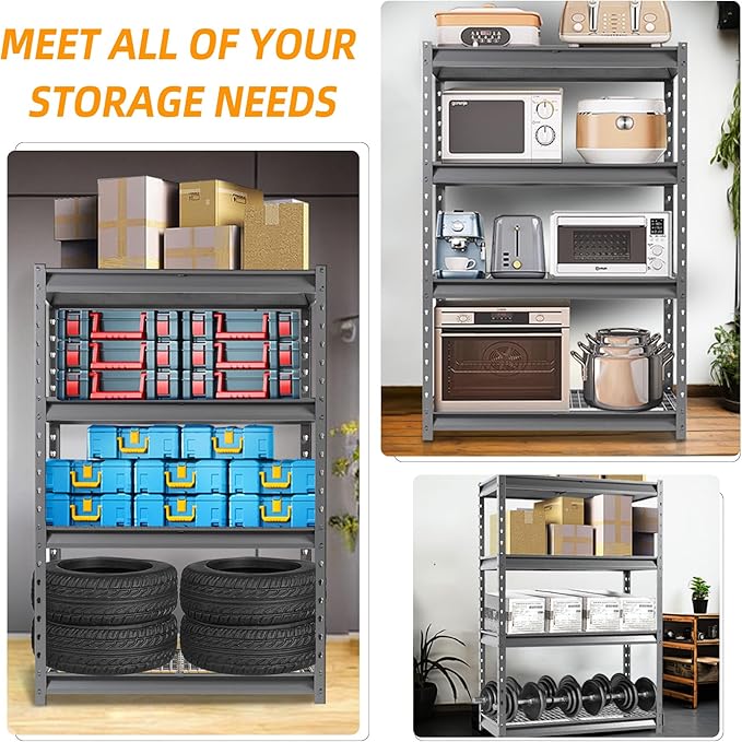 Shuntong The Atlas 48" W Heavy Duty Garage Shelving Unit Load 12000 Lbs, 4-Tier Metal Shelves for Storage, Adjustable All Steel Industrial Shelf, 48" W x 24" D x 72" H, Grey