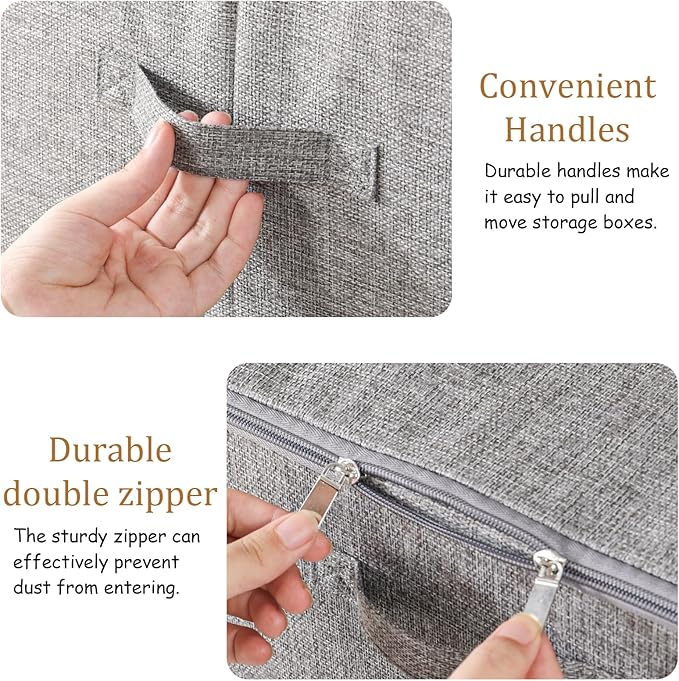 ENUMAIL Underbed Storage Basket with Lid, Foldable Bed Sheet Boxes, Home Cube Bins for Organizing Clothes, Shoes, Blankets, Pillows, 15.7x11.8x7.8Inches, Grey, 2 Pack
