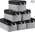 Large Storage Baskets- 15x11x10 inch Storage Bins for Shelves and Closet Organizing, Foldable Fabric Bin for Home Organization Clothes and Laundry (6-Pack, Black&Gray)