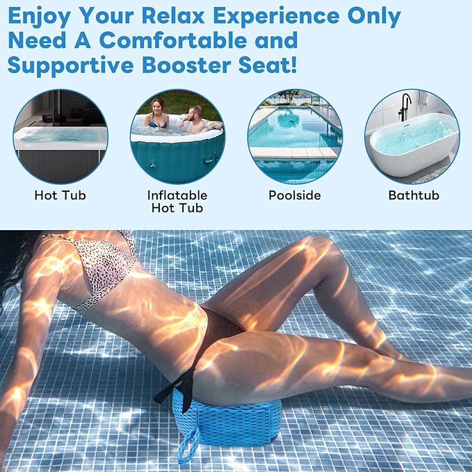 Hot Tub Booster Seat, Weighted SPA Hot Tub Booster Seat for Adults, 3D Air Mesh Hot Tub Seat Accessory, Non-Slip Micro Dot Bottom, Indoor or Outdoor Quick Dry Hot Tub Cushion
