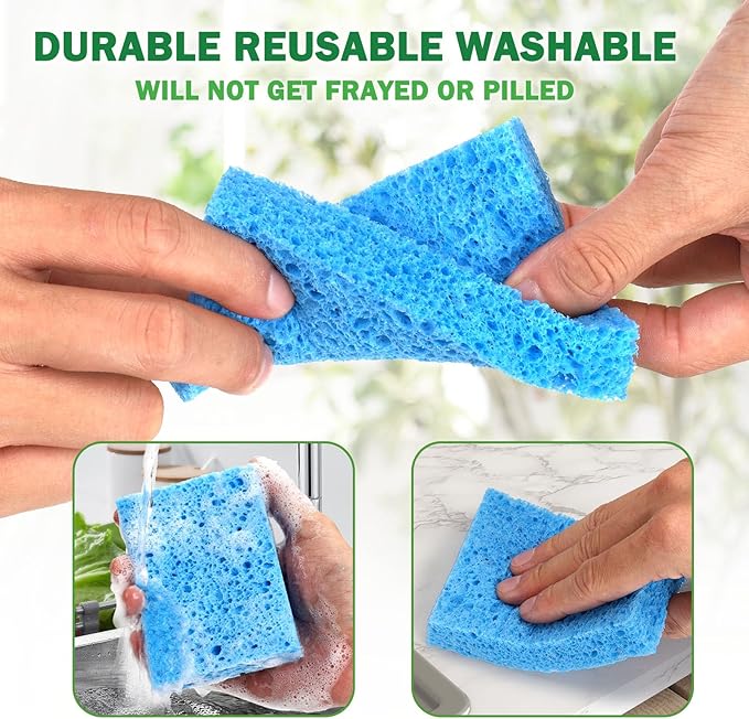 Vilphel 12 Counts Multipurpose Kitchen Sponges Pack Compostable Biodegradable Compressed Cellulose Sponges 18X Super Absorbent POP UP Eco Sponge for Household Use