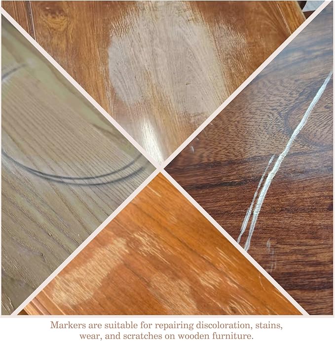 DEWEL 10 Colors Furniture Markers Touch Up & 2 Colors Wood Putty, Wood Scratch Repair Kit for Filling Scratches, Cracks, Holes, Dents, Scuffs - A Simple and Convenient Wooden Repair Solution