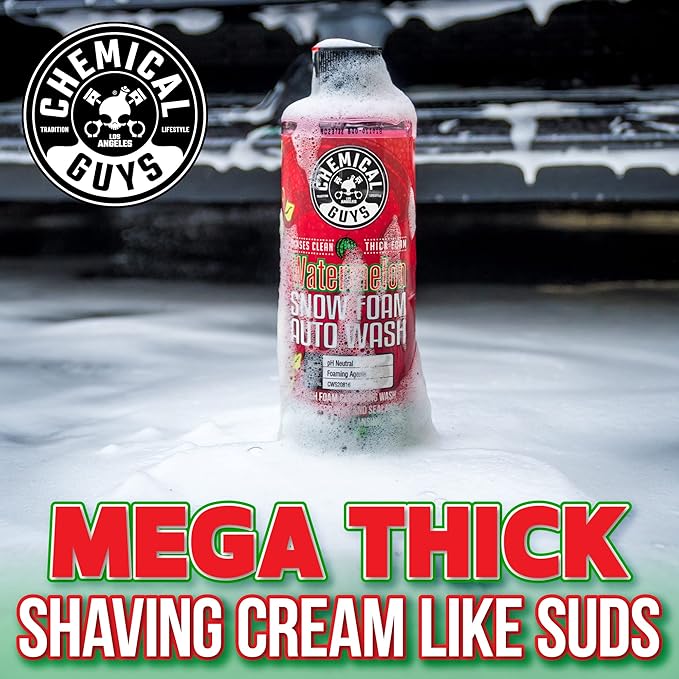 Chemical Guys CWS20864 Watermelon Snow Foam Car Wash Soap (Works with Foam Cannons or Bucket Washes) For Cars, Trucks, Motorcycles, RVs & More, 64 fl oz (Half Gallon) Watermelon Scent