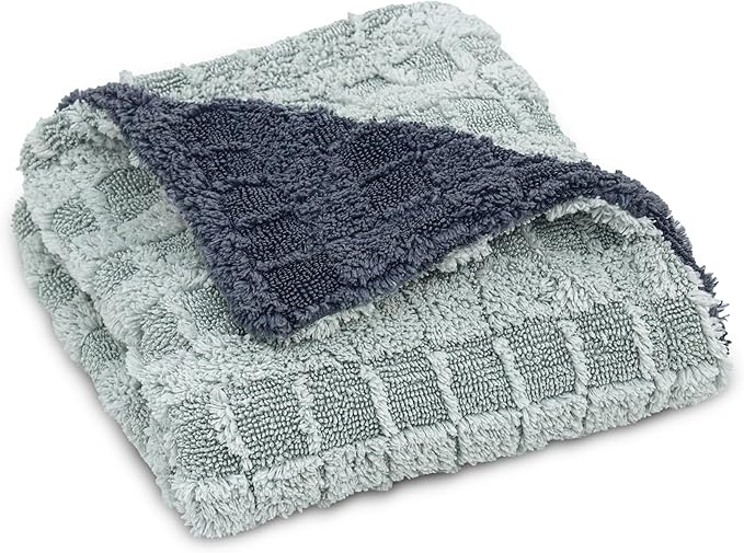 LIVOS Car Drying Towel, Premium Microfiber Towels for Cars, 1000GSM, Edgeless Twisted Loop Design, No Streaks, Scratches, or Water Spot, Absorbent Wash Towel, 18" x 24" (Check Silver&Grey)