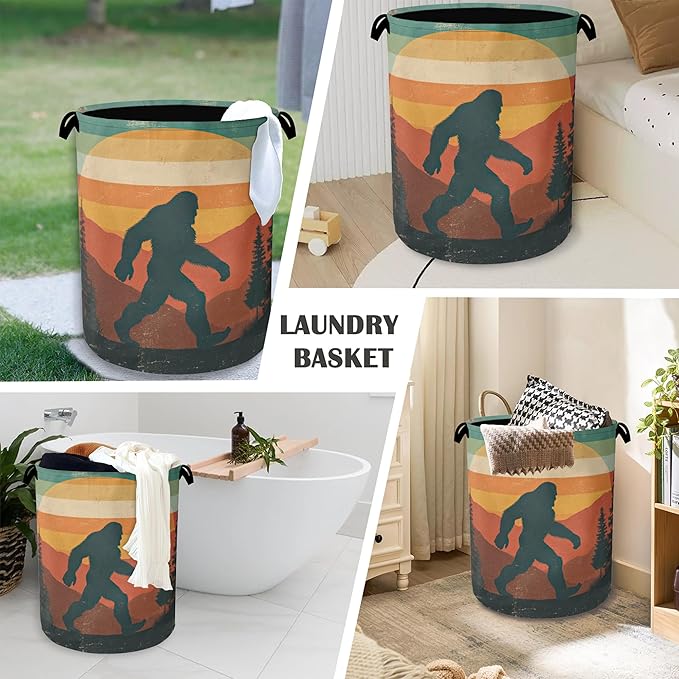 Retro Big Foot Laundry Basket,Oxford Cloth Laundry Hamper with Handle Foldable Portable Clothes Storage Basket for Bathroom Bedroom Dorm Room 16" x 20.8"