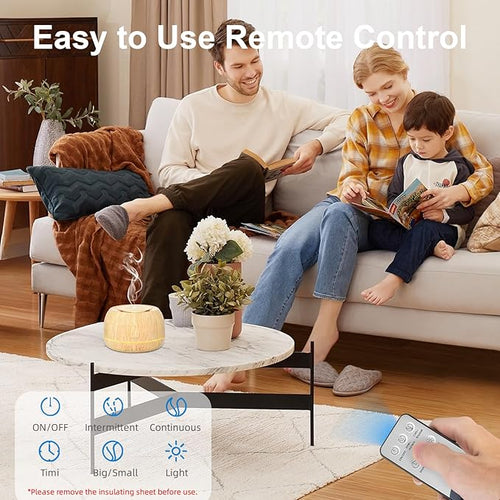 300ML Essential Oil Diffuser 8 Hours Run Time, Aromatherapy Diffuser with Remote Control,7-Color LED for Home