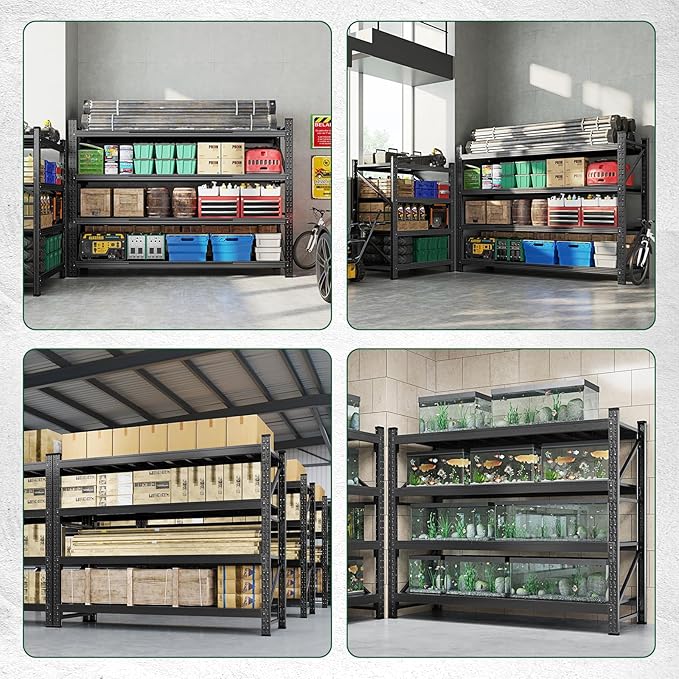 Letaya 8000LBS Storage Shelves Heavy Duty,75" W Garage Shelving Units, 4 Tier Adjustable Utility Rack Shelf,Large Metal Industrial Shelves,for Shop,Warehouse,Basement (75" W x 24" D x 70" H)