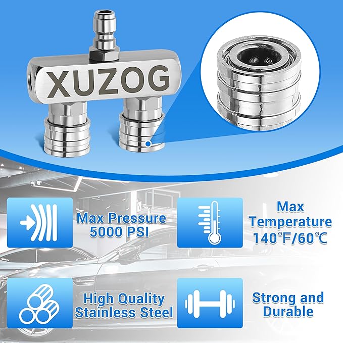 Pressure Washer Tips, 2-in-1 Pressure Washer Nozzle Tips, Dual Power Washer Nozzle with 4PCS Pressure Washer Spray Nozzles(0,40 Degree), 1/4 Inch Quick Connect, 5000 PSI
