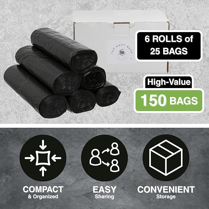 Top Knot Bags 45 Gallon Garbage Trash Bag 40X48" Black 150 Count Can Liner Bulk 40 Gallon 41 Gallon 42 Gallon 44 Gallon Made in USA