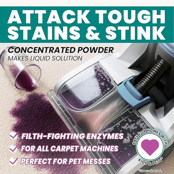 Uncle Todd's Carpet Cleaner Powder for Machines | Makes 30 Gallons of Carpet Cleaner Solution | Enzyme Formula Carpet Deodorizer | Removes Pet Odors & Stains | Safe for Carpets, Rugs & Upholstery