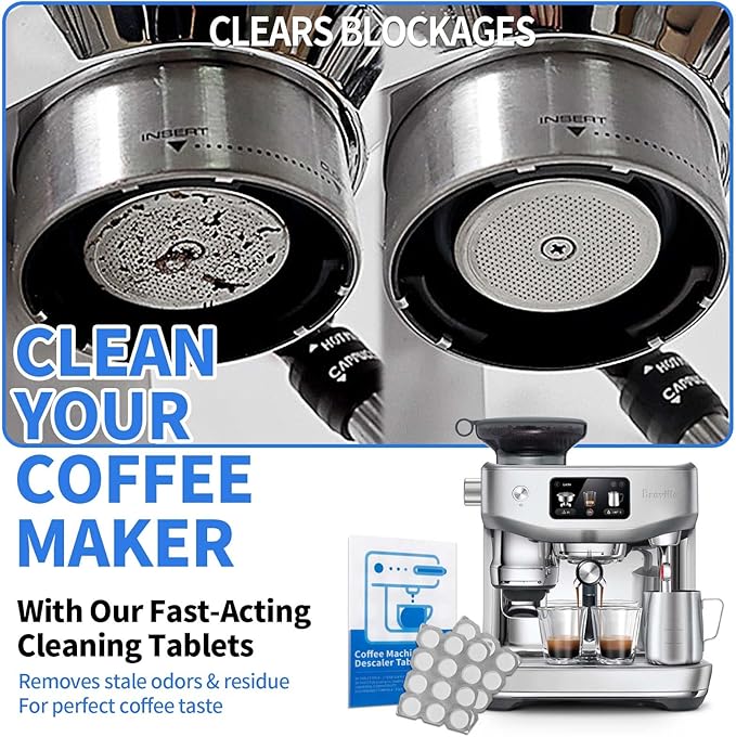 Kiluiu Coffee Descaler Tablets - 24 Count Universal Cleaner for Keurig, Nespresso, Descaling Solution for All Single Serve & Drip Coffee Makers - 1 Year Supply, 3X Faster Acting Coffee Maker Cleaner