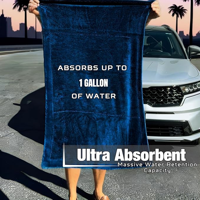 WEST BROS XL Car Drying Towel, 1300 GSM Professional Car Towel with Double Twisted Loop, Car Drying Towels Extra Large Super Absorbent, Microfiber Drying Towels for Cars, Trucks, SUVs - 40"x24", Navy