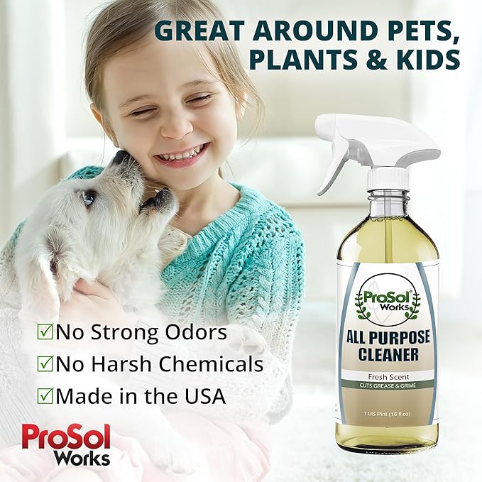 PROSOL WORKS All Purpose Cleaner Cleaning Spray 16 oz - Multi Surface Cleaner Use to Clean Counters, Wood, Stone, Tile, Fabric, Tub & Appliances Revealing Natural Shine & Refreshing Scent