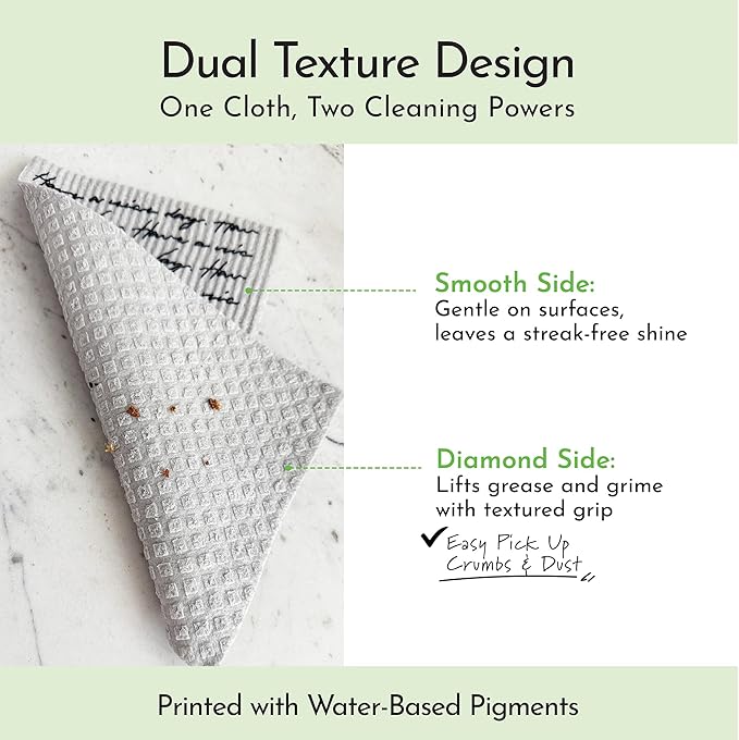 SIMPLYCASA Long Gray 7‑Pack Swedish Dishcloths – Reusable,Cellulose Sponge Dish Cloths for Washing Dishes, Paper Towel Replacement, Plastic-Free Packaging, Super Absorbent