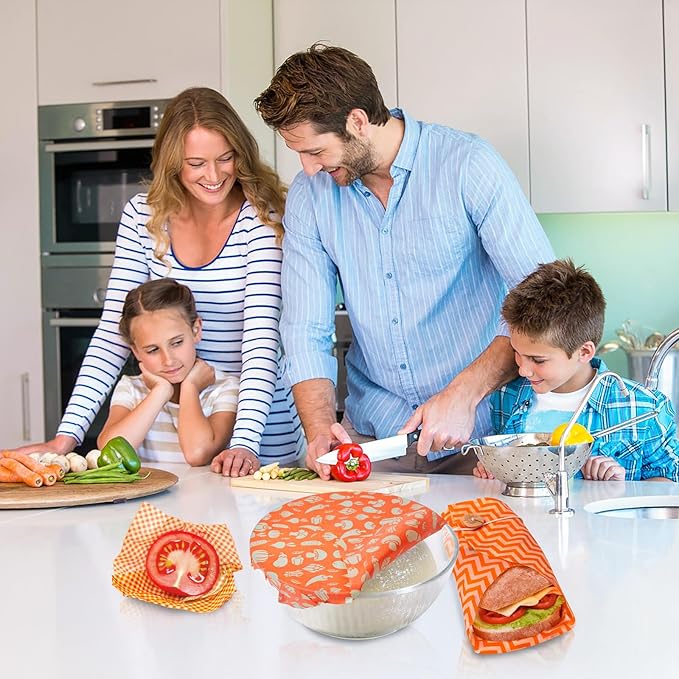Beeswax Wraps for Food, 3 Pack (S, M, L) Reusable Food Wraps, Bread Sandwich Wrap, Beeswax Paper with Bukcle, Zero Waste, Plastic-Free Food Storage Wrap