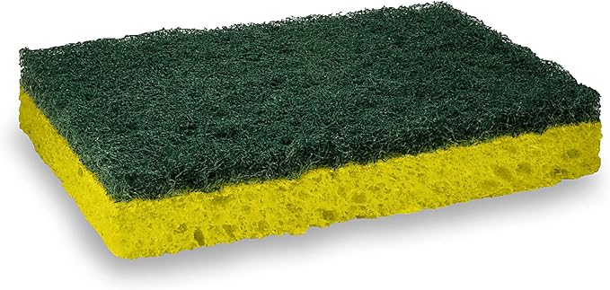Amazon Basics Heavy Duty Scrub Sponges, Dual-Sided Design, Yellow/Green, 6-Pack
