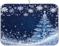 Christmas Tree Blue Dish Drying Mat for Kitchen Countertop 18x24 Winter Snowflake Silver Xmas Large Drying Mat Reusable Quick Dry Dish Sink Mats Easy Clean Decorative Essentials
