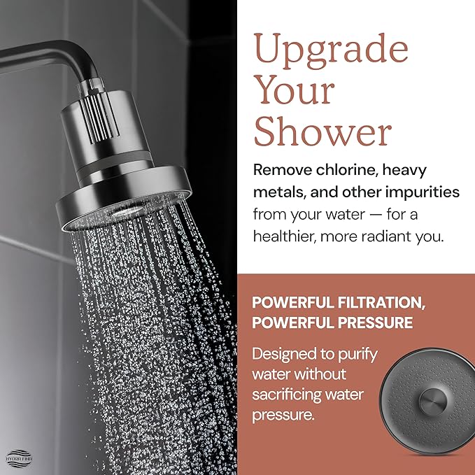 Filtered Shower Head for Hard Water | Reduce Chlorine & Heavy Metals for Improved Skin & Hair Health | High Pressure Water Softener Shower Head [Black]