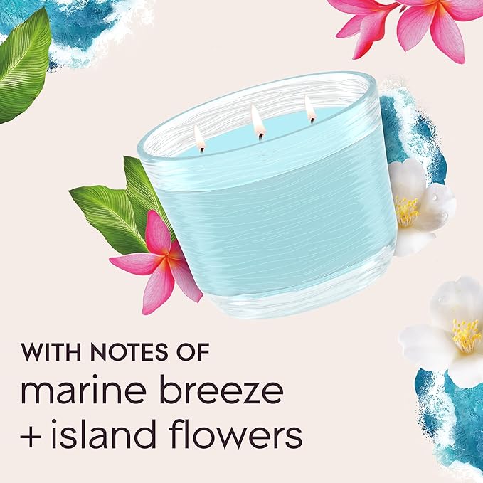 Glade Candle Aqua Waves, Fragrance Candle Infused with Essential Oils, Air Freshener Candle, 3-Wick Candle, 6.8 Oz, 3 Count