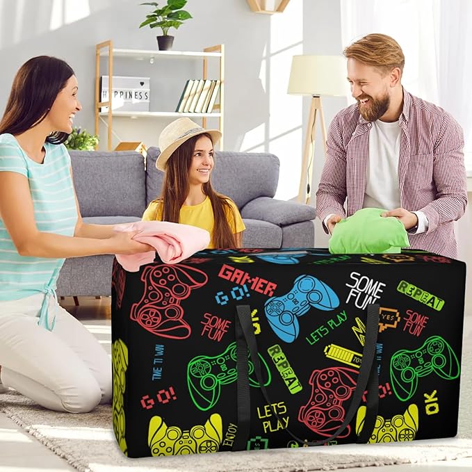 Extra Large Storage Bag with Zipper 54 Gallon Moving Bags Heavy Duty Christmas Tree Storage Bag Packing Bags for Moving, Storage Totes Duffle Bag Waterproof Containers for Organizing (Game Controller)