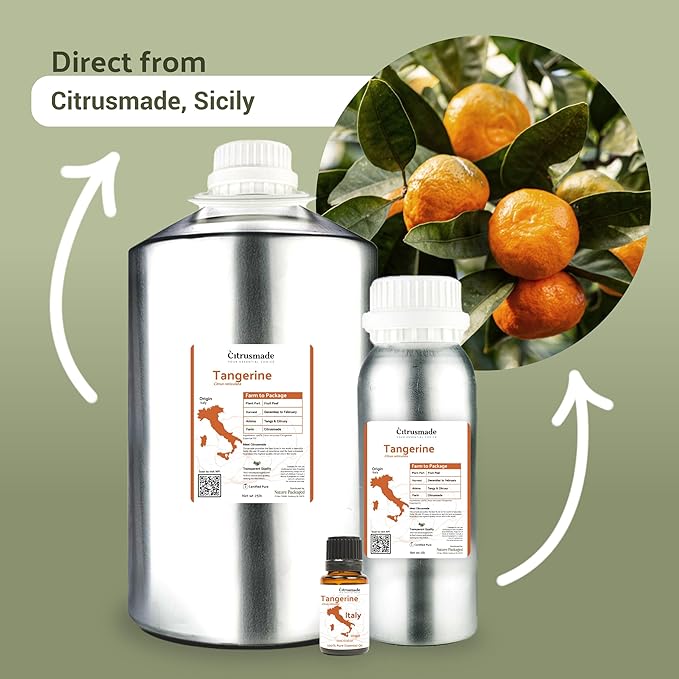 Tangerine Essential Oil - Direct from Citrusmade in Sicily, Italy - Essential Oils for Diffusers & Aromatherapy | 100% Pure Therapeutic Grade (15ml)