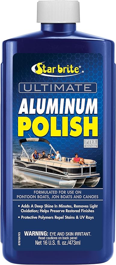 STAR BRITE Ultimate Aluminum Polish - Add a Deep Protective Shine, Remove Light Oxidation & Preserve Restored Finish - Marine Grade for Pontoons, Jon Boats & Canoes 16 OZ (087616)