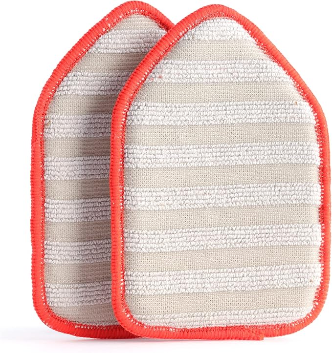 Moku Home Replacement Microfiber Pad for Moku Home Extendable Tub Tile Shower Scrubber for Cleaning Non-Scratch (2X Microfiber Pad Red)