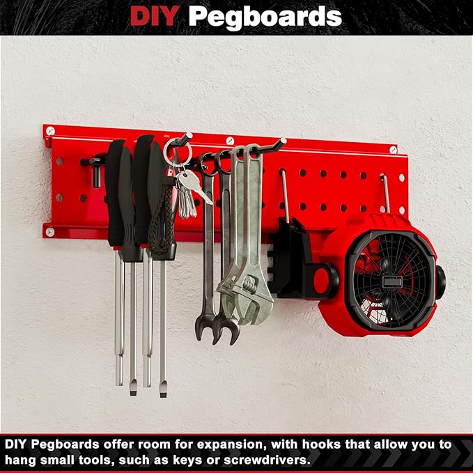 NattyDot Garage Tool Organizer Wall Mount 49.5inch With 9 Hooks,Shovel Holder Wall Mount Ski Rck for Garage Garden Tool Rack Heavy Duty(Red)