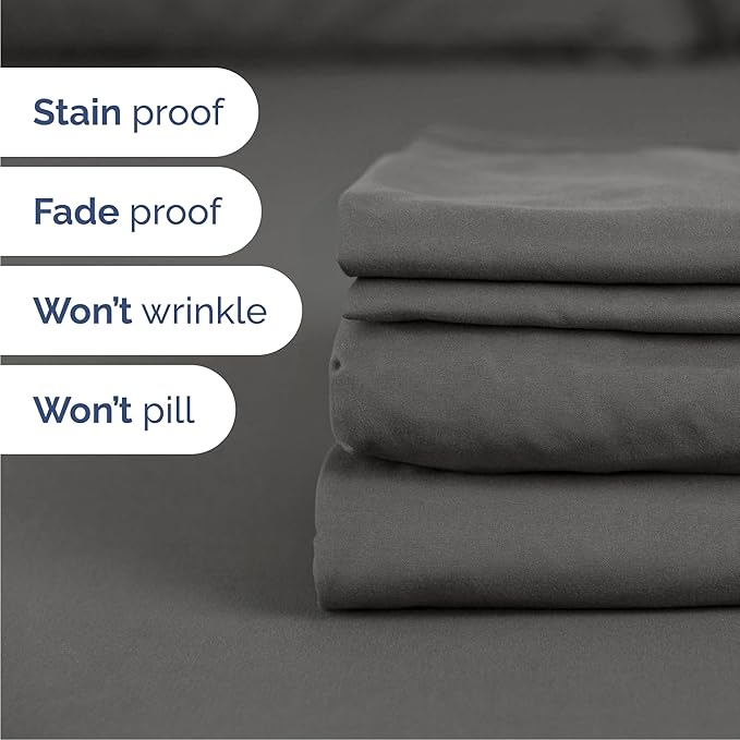 Queen 6 Piece Sheet Set - Comfy Breathable & Cooling - Ultra-Soft Hotel Luxury Bedding Set with 8-16 Inch Deep Pockets - 1 Flat & 1 Fitted Sheet & 4 Pillowcases - Wrinkle Free & Easy Care - Charcoal